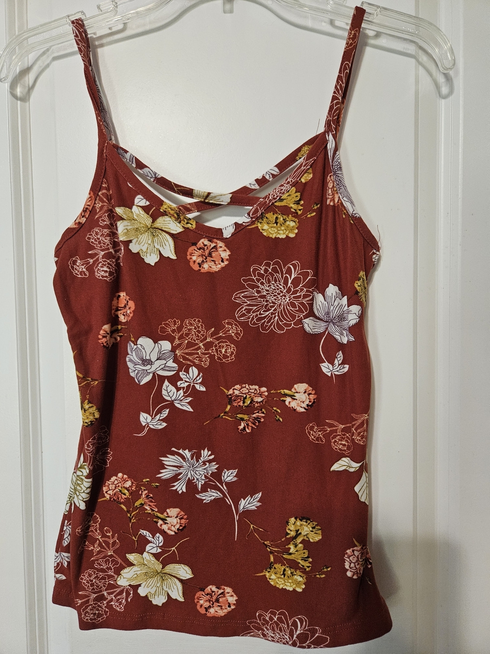 Rue21 Rust Floral Crisscross Spaghetti Strap Cami